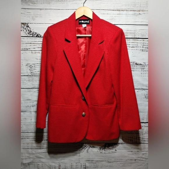 Sag Harbor Blazer Jacket in True Red‎ size 8 Petite Oversized Boxy Vintage - Picture 1 of 9
